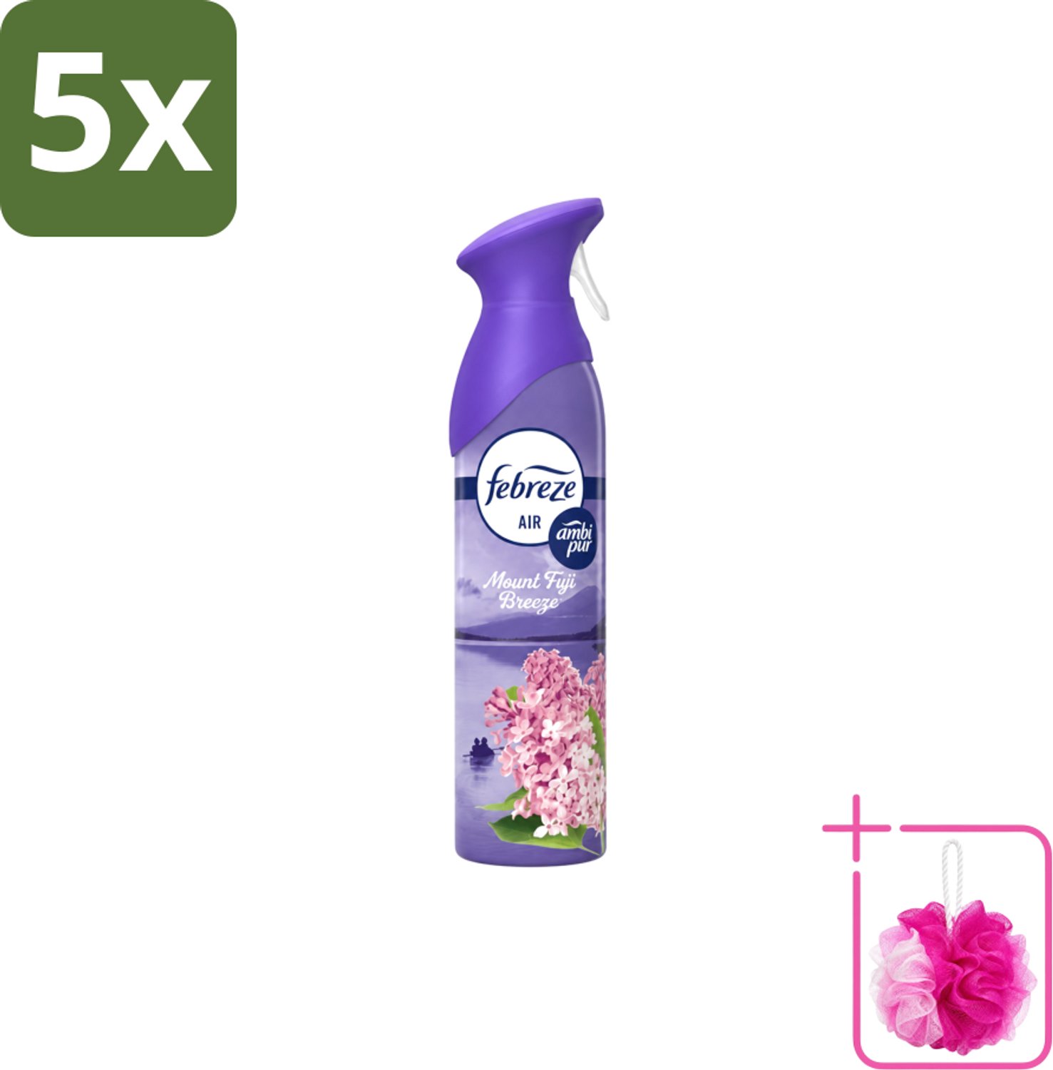 5 x Febreze – Luchtspray – Mount Fuji Breeze – 185 ml - Bulkverpakking - Luchtverfrisser spray - Douchemop - Geurverwijdering