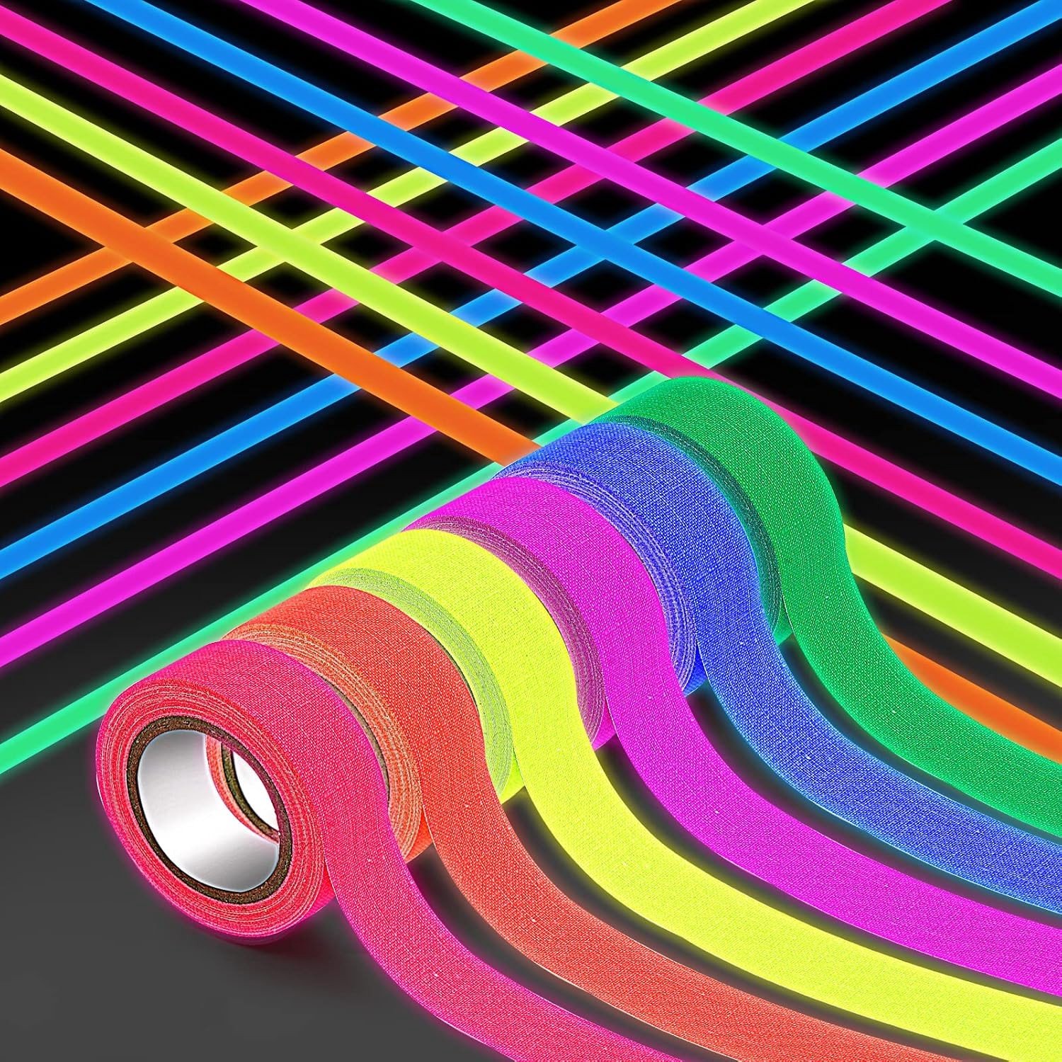 Fluorescerende plakband set van 6 rollen in 6 kleuren, 5m x 15mm - Perfect voor knutselen, markeren en organiseren