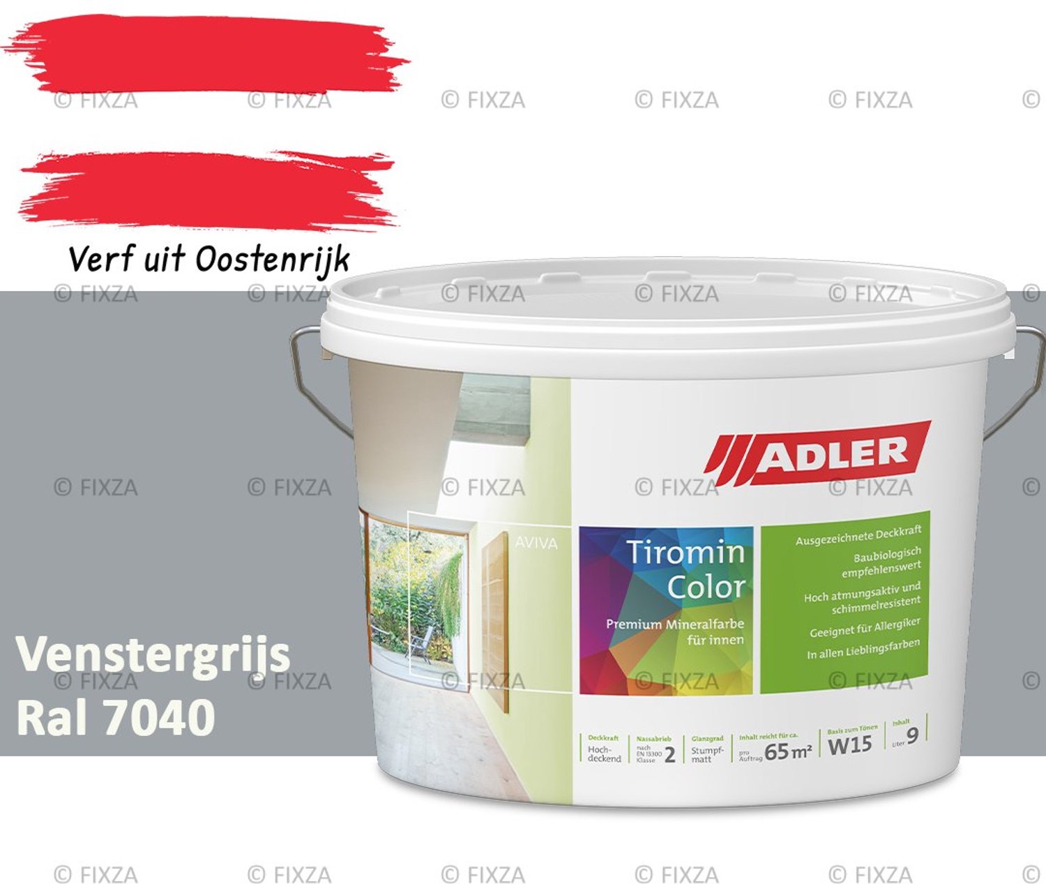 ADLER Aviva Tiromin-Color Silicaat Muurverf Binnen – 1 Liter – RAL 7040 Venstergrijs, Hoogdekkende & Ademend – Ecologische Schimmelwerende Wandverf