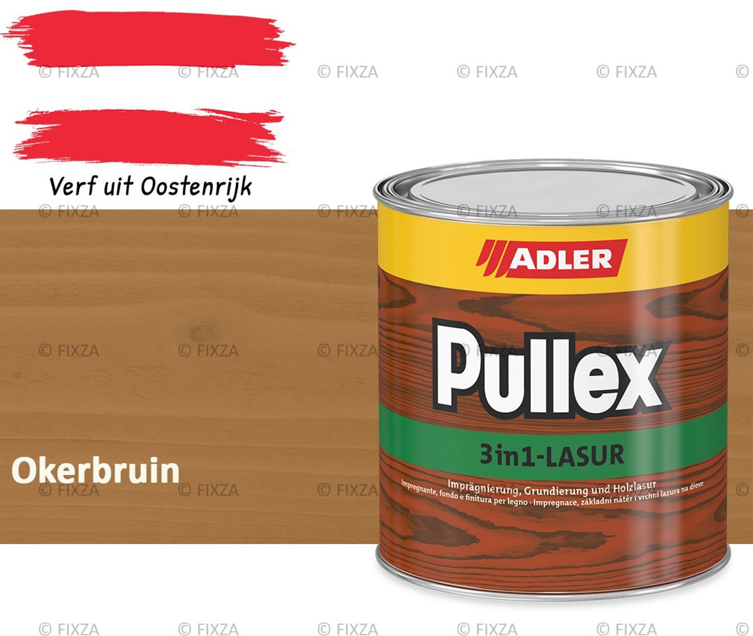 ADLER Pullex 3in1 Lazuur – Okerbruin – 750 ml – Houtbescherming voor Buiten – Grondverf, Tussenlaag & Eindlaag in Eén – Matte Afwerking – UV- bestendig