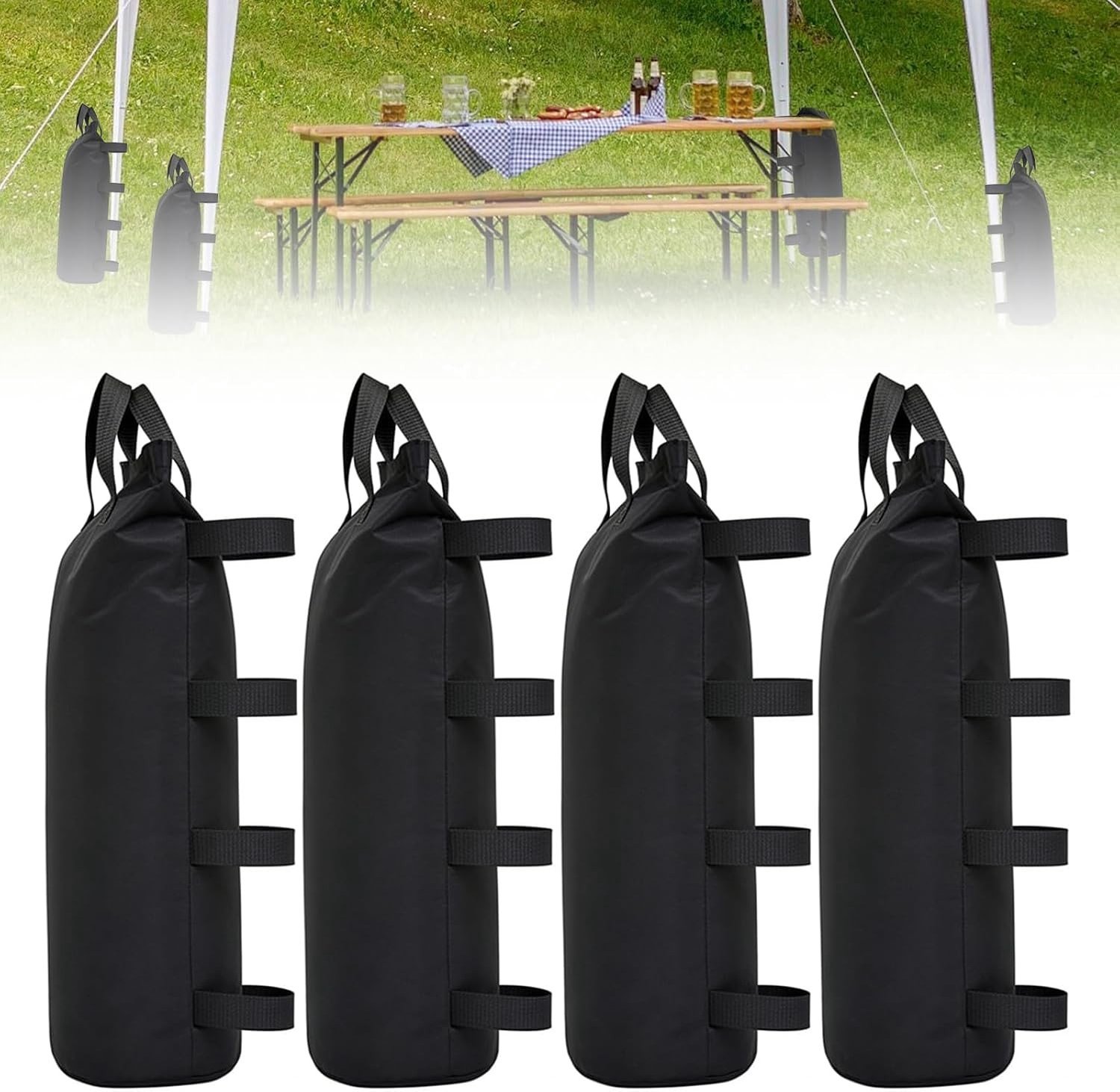 Zandzakken voor partytent - 4 stuks, 50 x 20 cm, ideaal voor stabiliteit en windbescherming