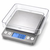 Bangosa Digitale Keuken Weegschaal – Precisie Weegschaal tot 2000g/2kg met 0,01g Nauwkeurigheid en 2 Bakjes
