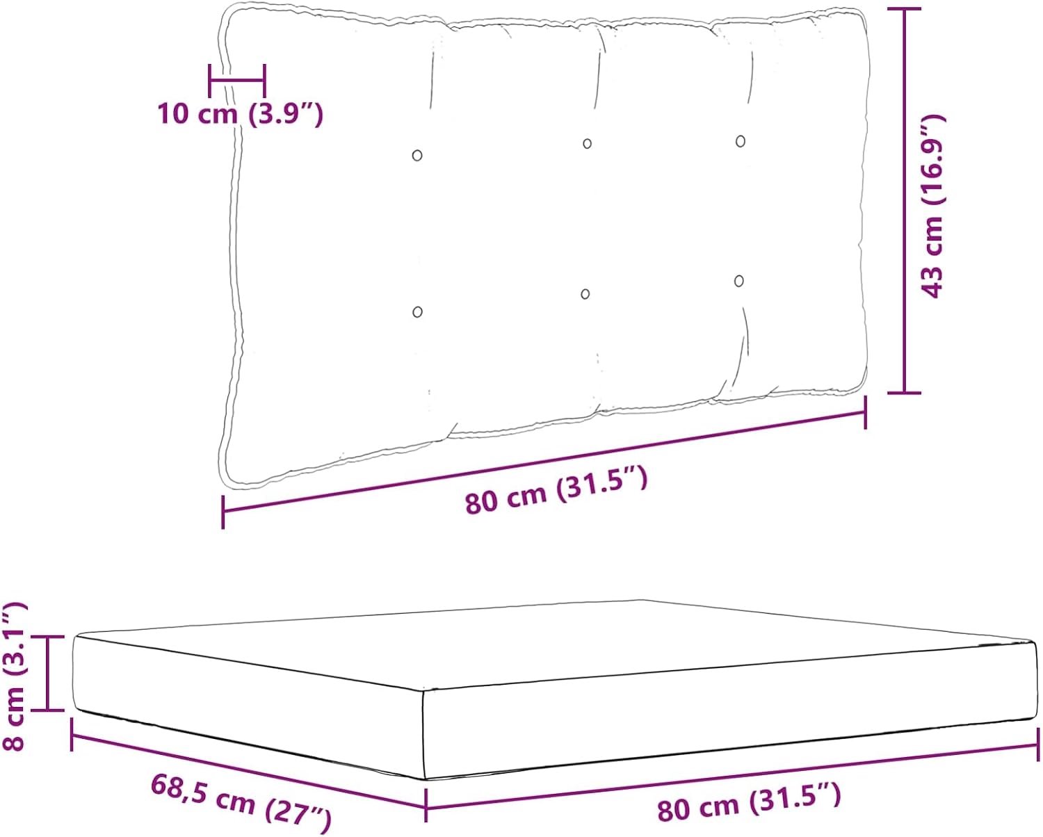 Bankkussen in set voor buiten, 2 stuks, zwart, polyester, zit- en rugkussens 80 cm, weerbestendig en vormvast, ideaal voor outdoormeubels