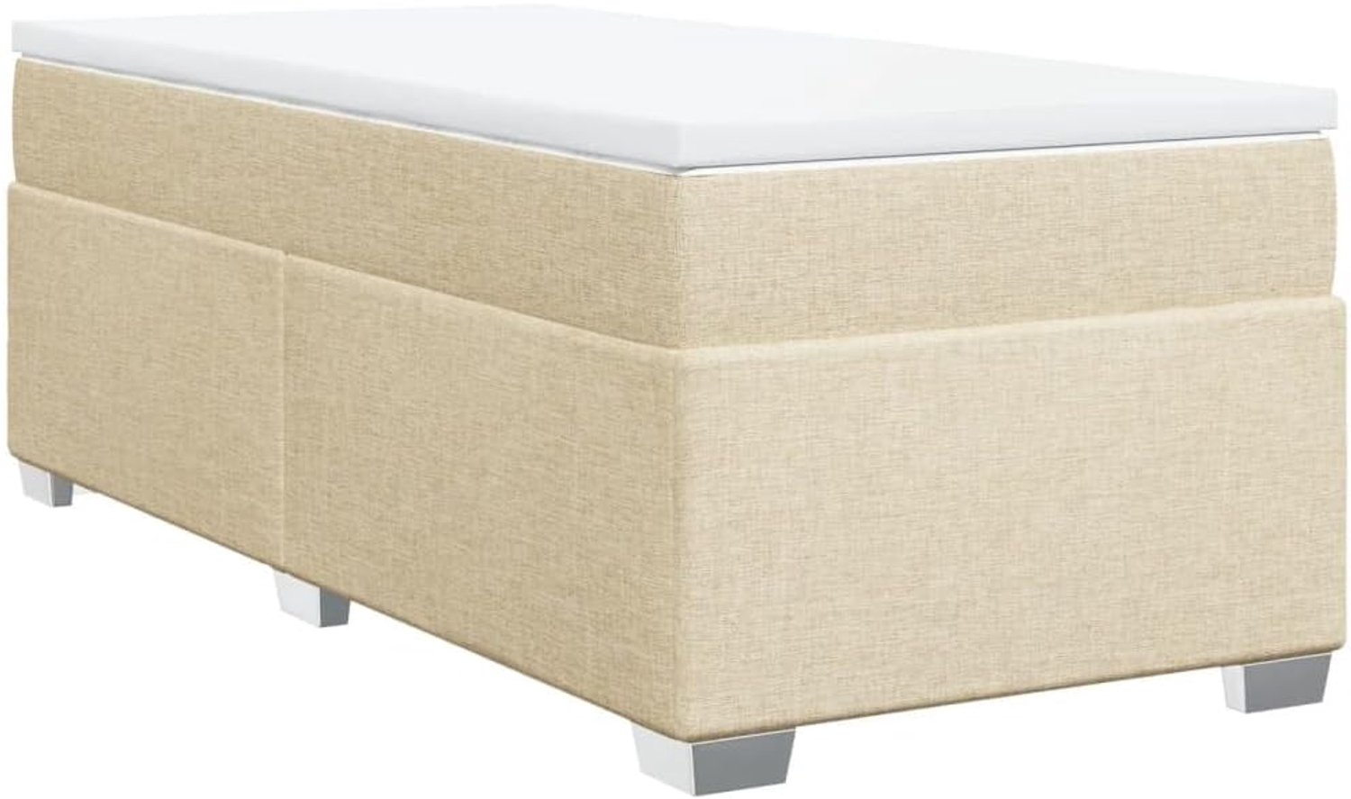 Stof crème 90x190 cm met pocketveringmatras en lattenbodem