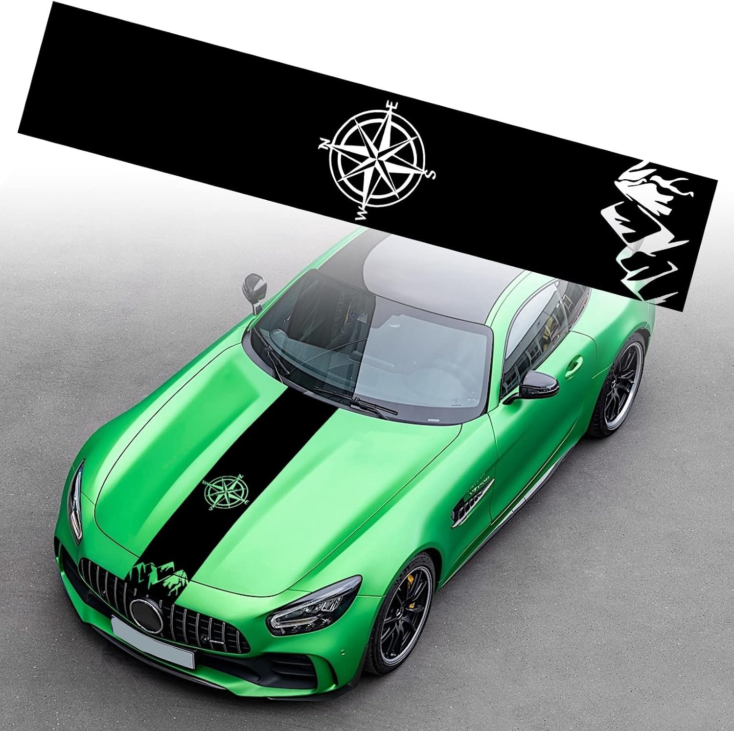 Body Side Stripe Decal - Gewijzigd Kompas Patroon, Zwarte Krijtstreep Stickers voor Auto Racing