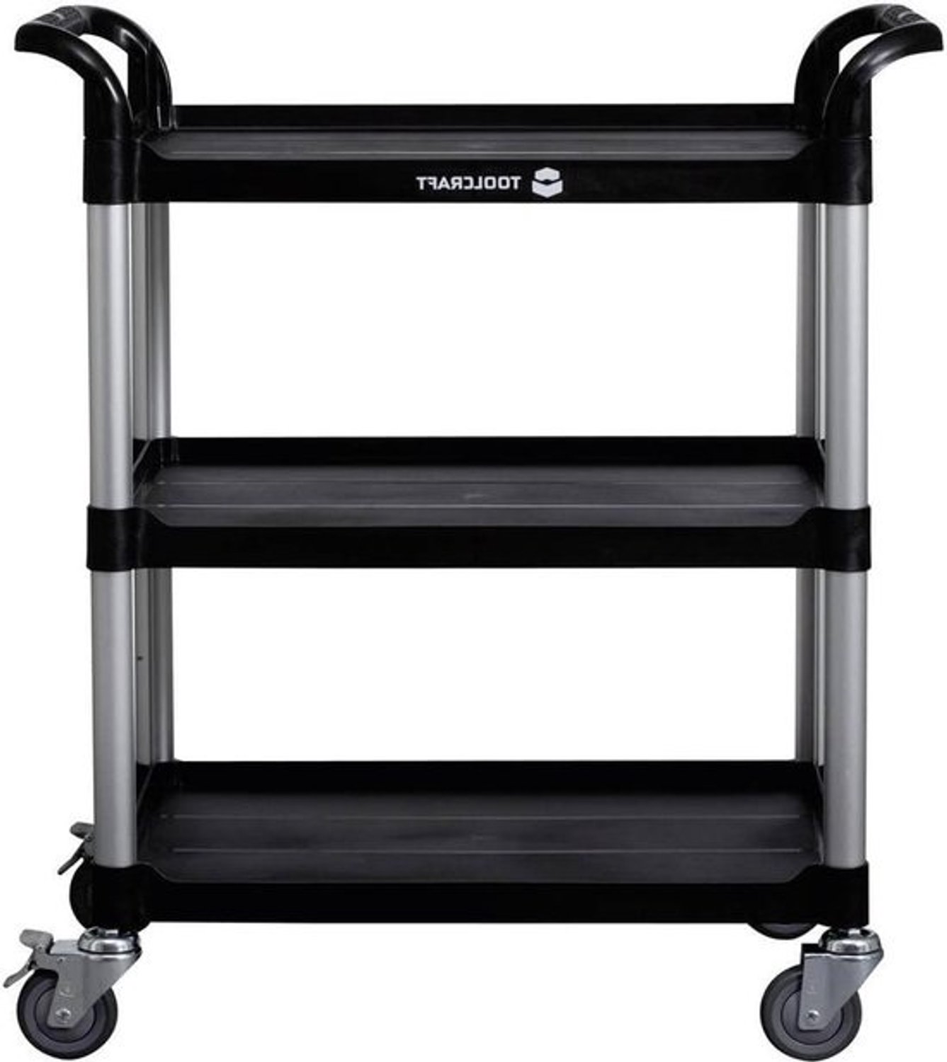 Servicewagen - Transporttrolley - Voor materiaaltransport - Lichtgewicht met drie etages - 50 kg per etage - Zwart aluminium