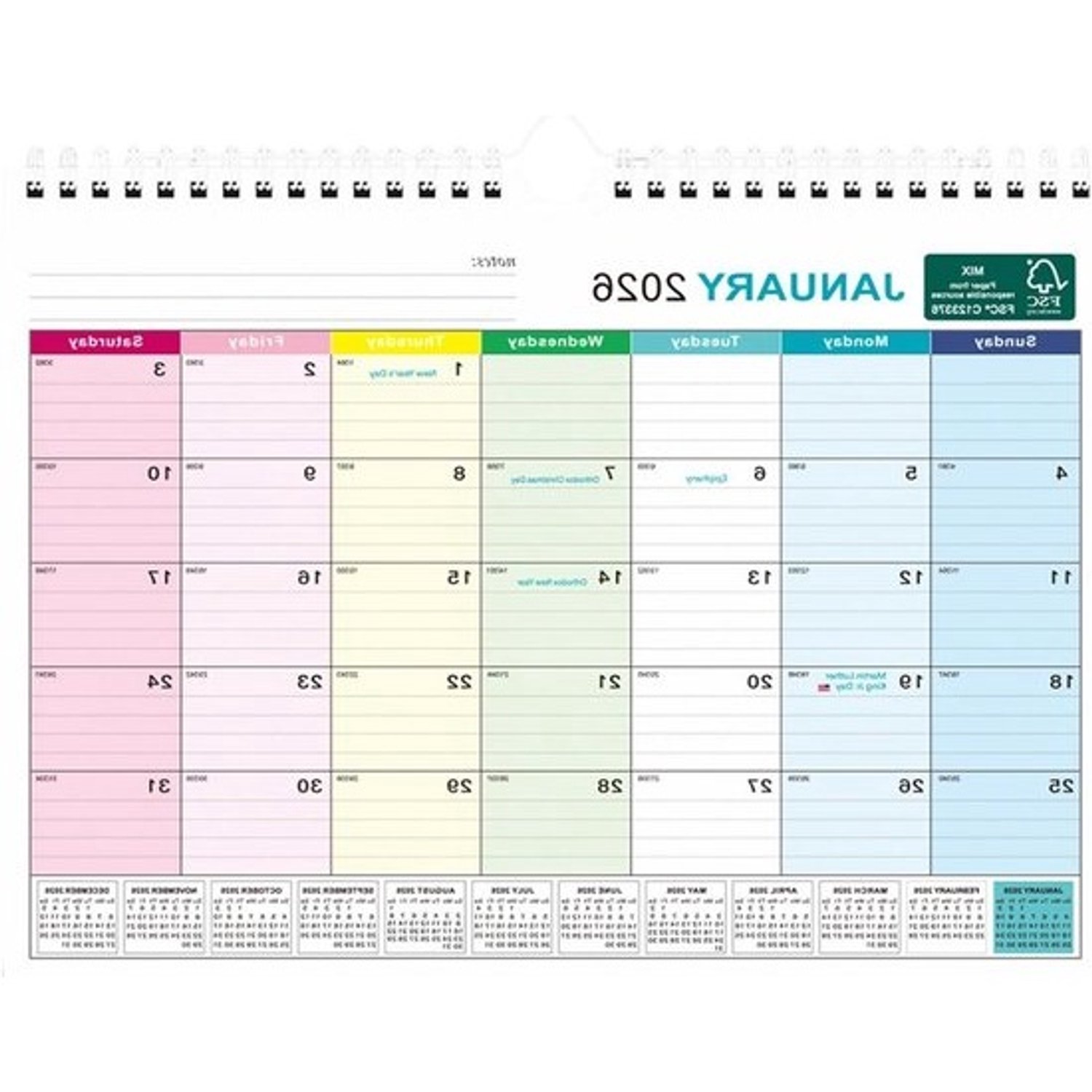 Wandkalender 2026-2027 - Maand- en jaarplanner - Gezinsplanning thuiskantoor - 18 maanden overzicht - A4-formaat - Wit