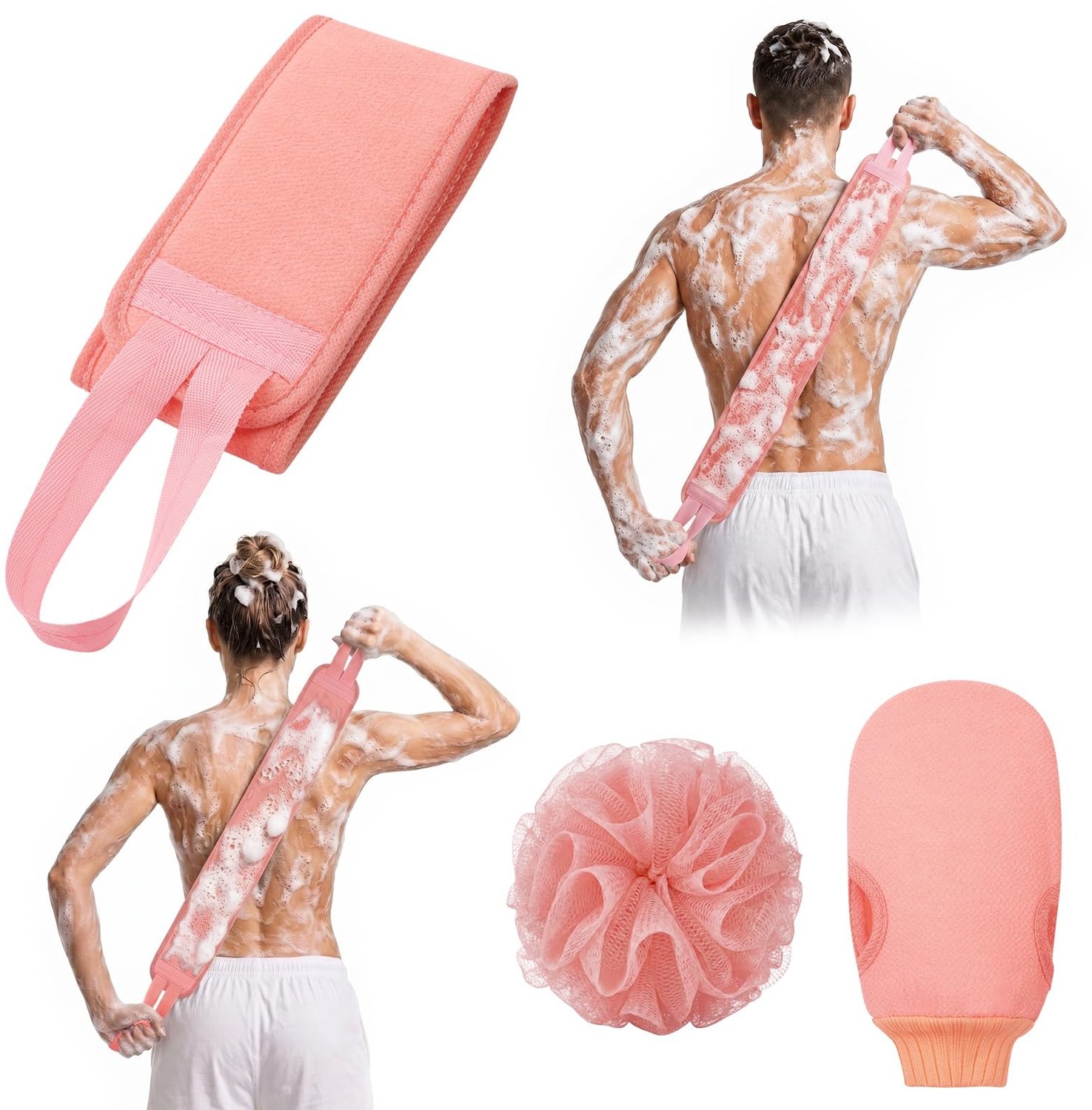Douche- en Peelinghandschoenen Set met Badspons