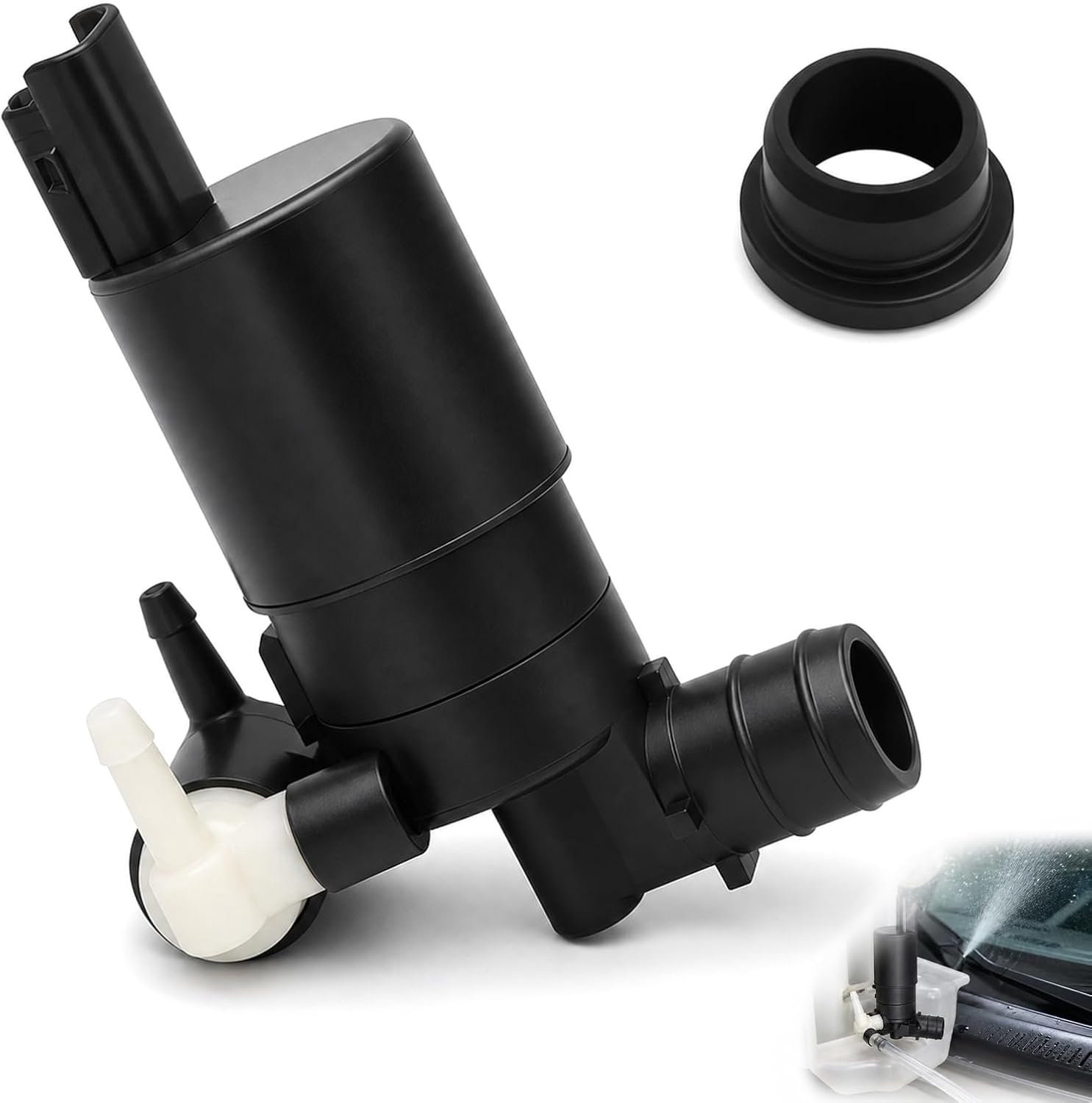 Ruitenwaspomp, voorruit waspomp, zwart, compatibel met Peugeot 207 307, Citroën C2 C3 C4, Xsara Picasso, Dacia Sandero Duster Logan, Opel voorruit waspomp