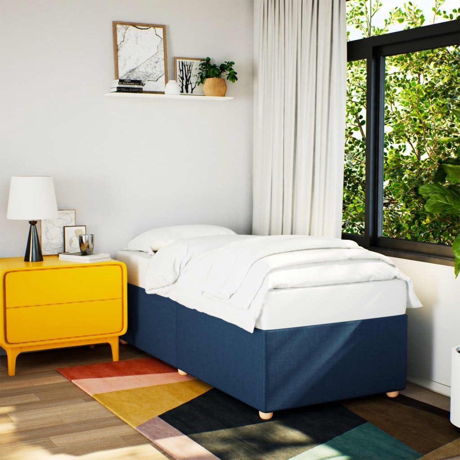 Polyesterweefsel lattenbodem bedframe blauw 90x190 cm