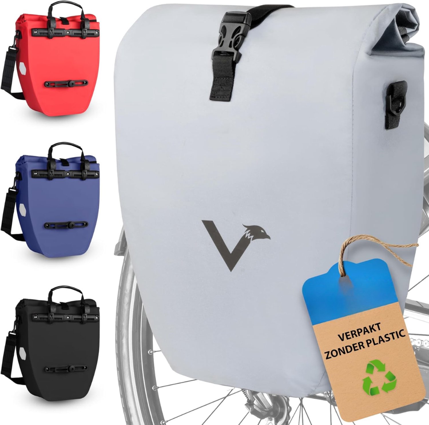 KLS® Fietstas - Fietstassen - Fietstas Rugzak - Zilver - 62cm x 32cm x 17cm