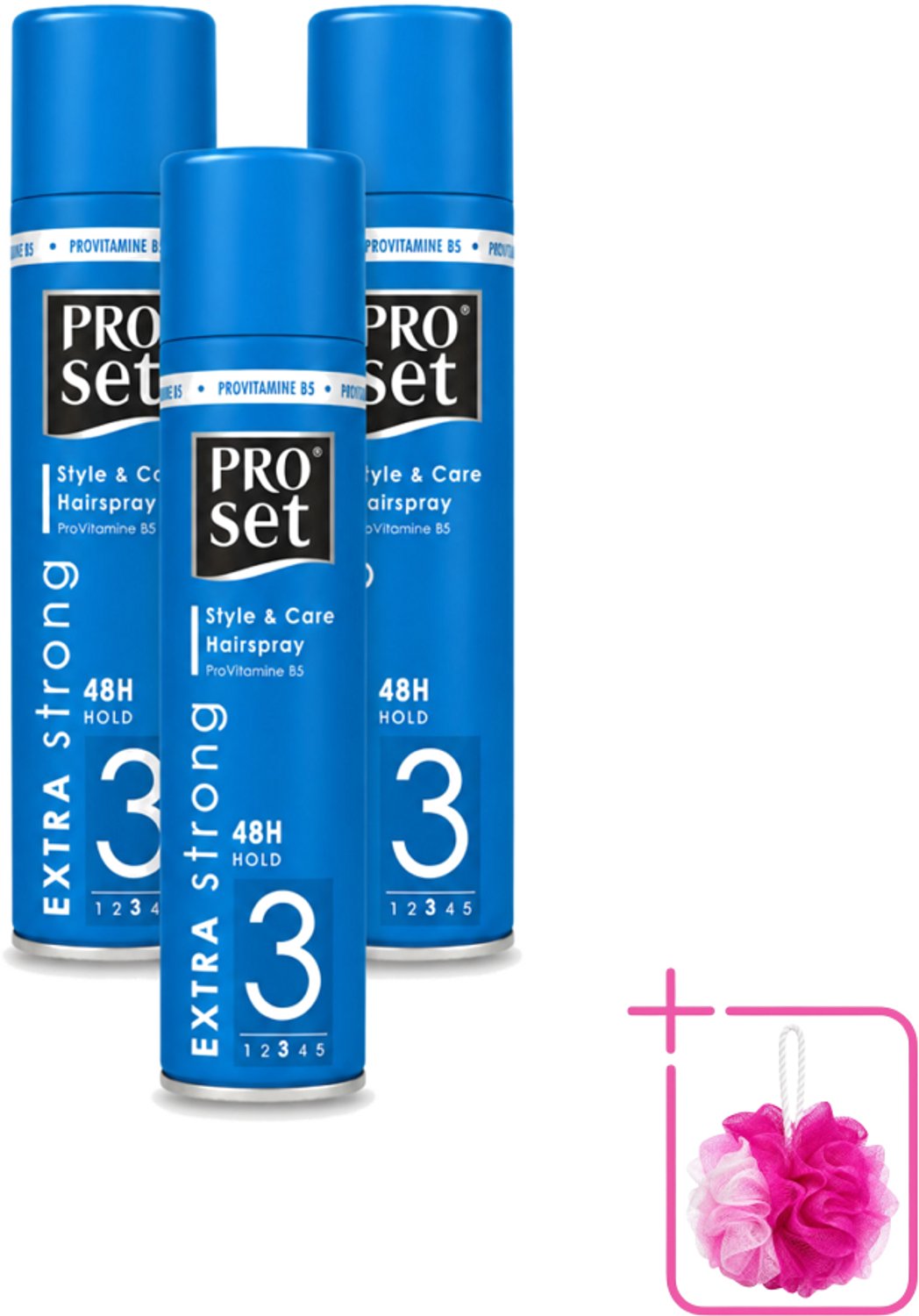 3 x Proset - Haarspray - Extra Sterk - 48 uur Werking - 300 ml - Bulkverpakking - Haarspray - Douchemop - 48 uur fixatie