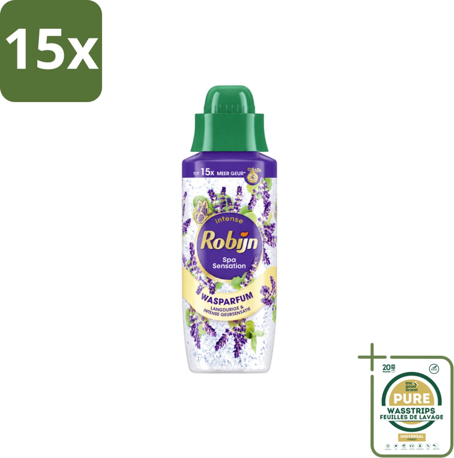 15 x Robijn – Wasparfum – Intense Spa Sensation – 342 ml - Wasstrips - Wasparfum - Wasparfum Spa - Geur - Geurparlletjes - Wasmiddel