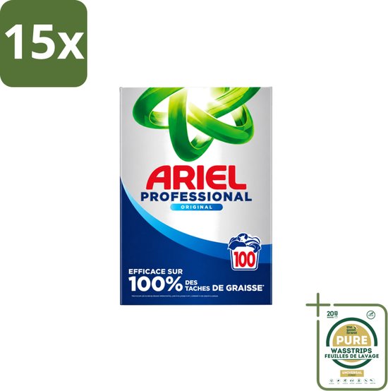 15 x Ariel – Waspoeder – Professional Regular – 100 wasbeurten - 5,5 kg - Wasstrips - Waspoeder - Wasmiddel - Reinigingsresultaat - Vlekverwijdering - Professioneel Wasmiddel