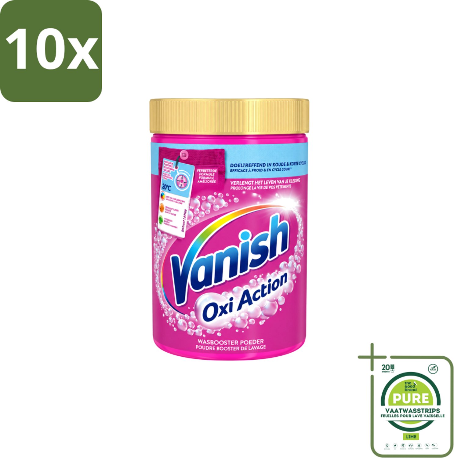 10 x Vanish – Wasbooster Poeder – Oxi Action Gekleurde & Witte Was – 710 g - Grootverpakking - Vaatwasstrips - Wasbooster Poeder - Vlekverwijderaar - Bleekvrije Was - Zuurstofwerking - Koud Water Was