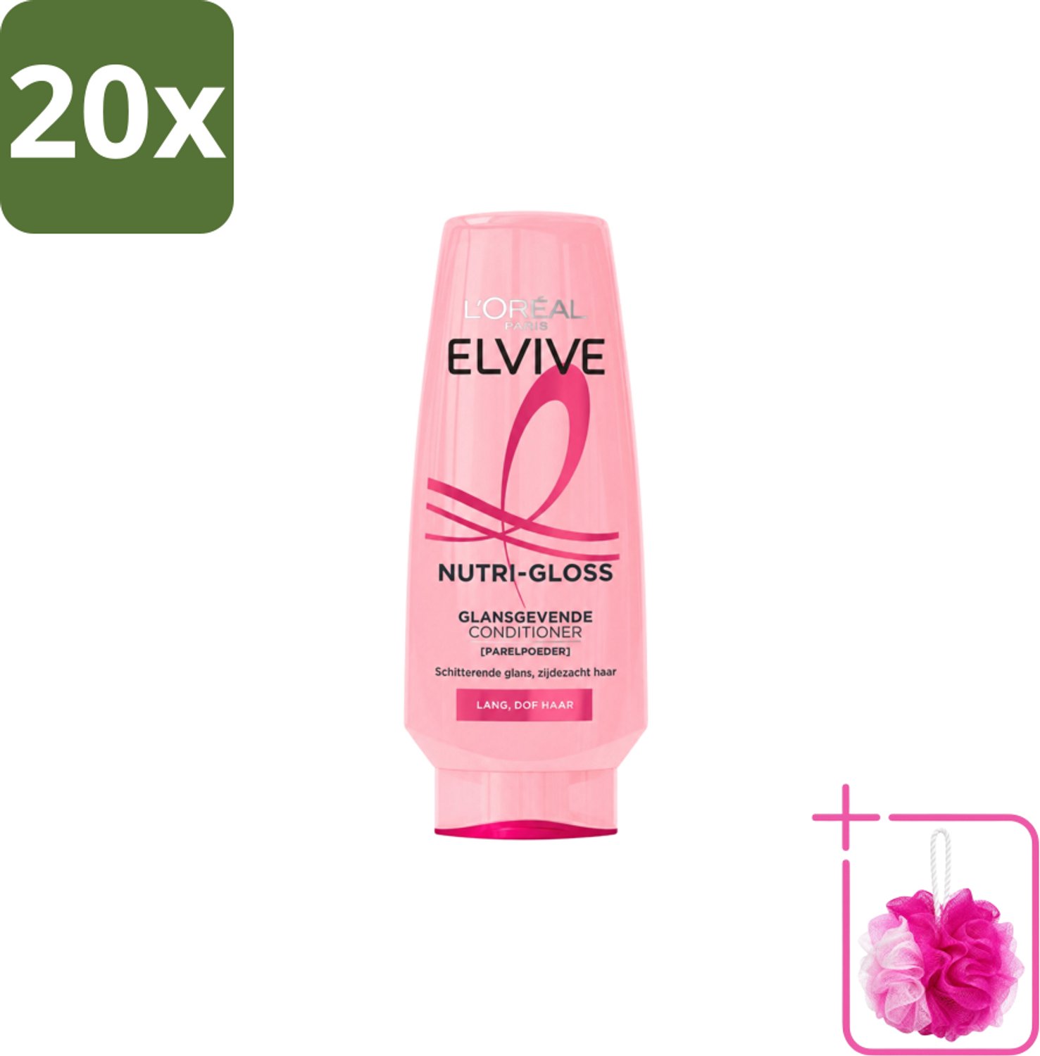 20 x L’Oréal Paris Elvive – Conditioner – Nutri Gloss – 200 ml - Bulkverpakking - Glans haar - Douchemop - Lang haar