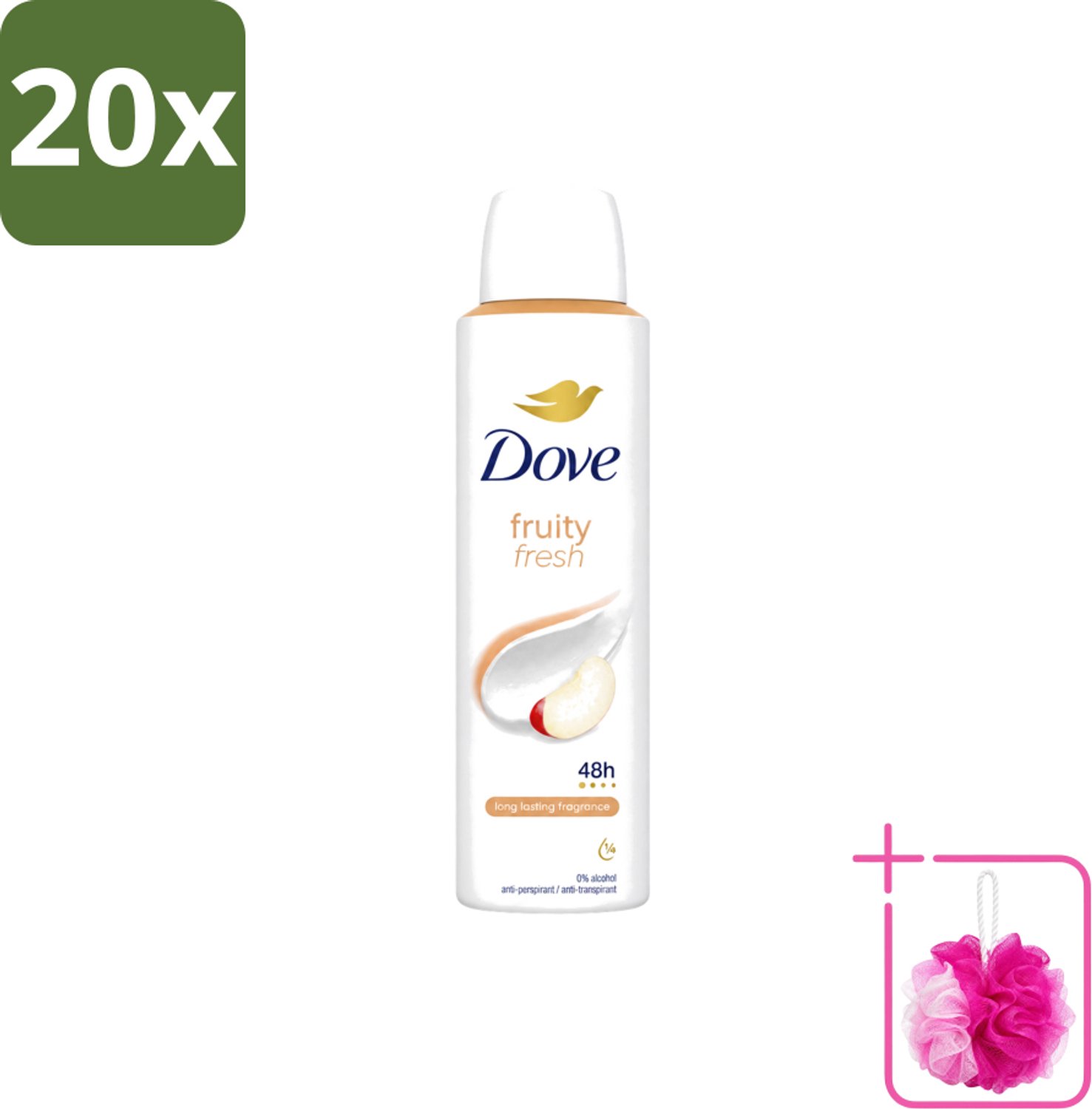 20 x Dove – Deodorant Spray – Fruity Fresh – 150 ml - Bulkverpakking - Deodorant spray - Douchemop - Fris