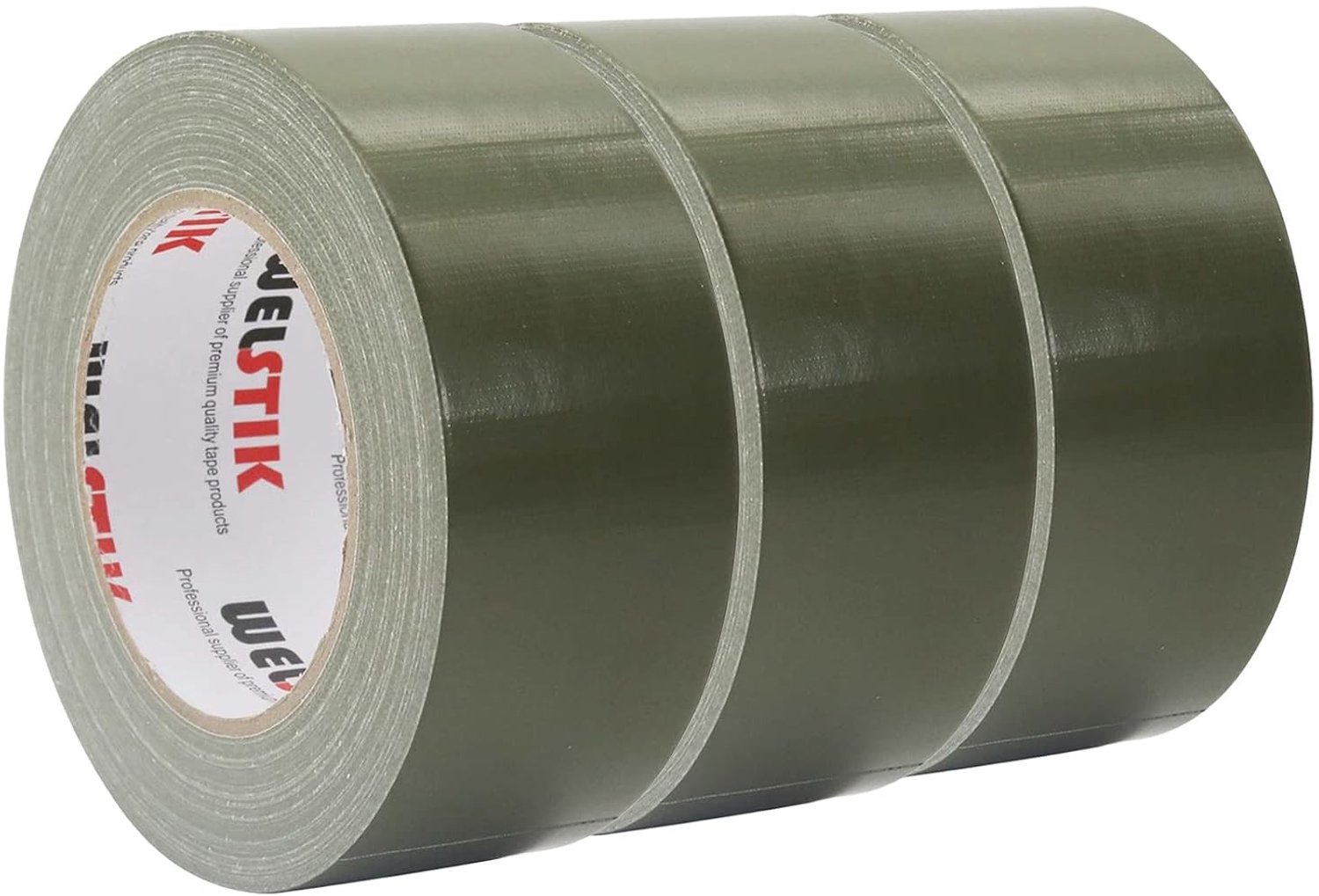 Set van 3 Professionele Plakband Rollen 48 mm x 27 m Waterdicht Kleurstof voor Reparaties, Doe-Het-Zelf Klussen en Creatieve Projecten, Olijfgroen