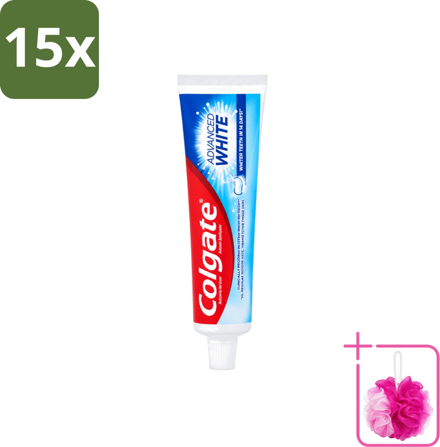 15 x Colgate - Advanced White - Tandpasta - 100ml - Bulkverpakking - Tandpasta - Douchemop - Witte tanden