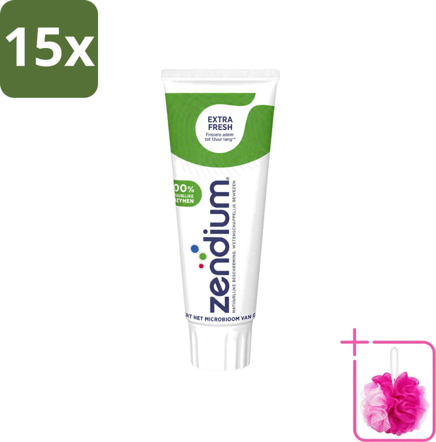 15 x Zendium - Extra Fresh - Tandpasta - Natuurlijke Enzymen - 75 ml - Bulkverpakking - Tandpasta - Douchemop - Enzymen