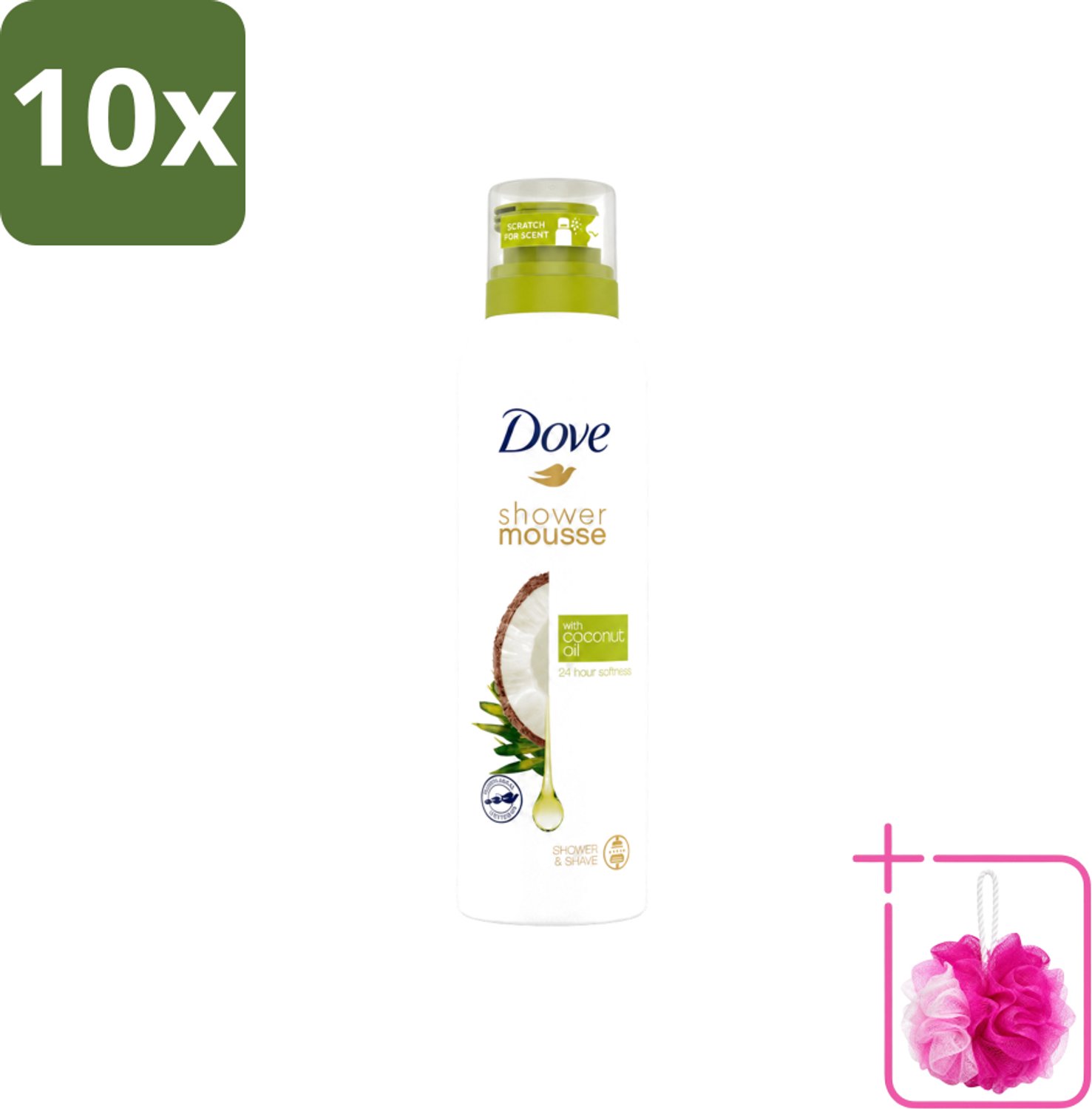 10 x Dove - Douchemousse - Coconut Oil - Voedend en verzorgend - 200 ml - Bulkverpakking - Douche mousse - Douchemop - Kokosolie