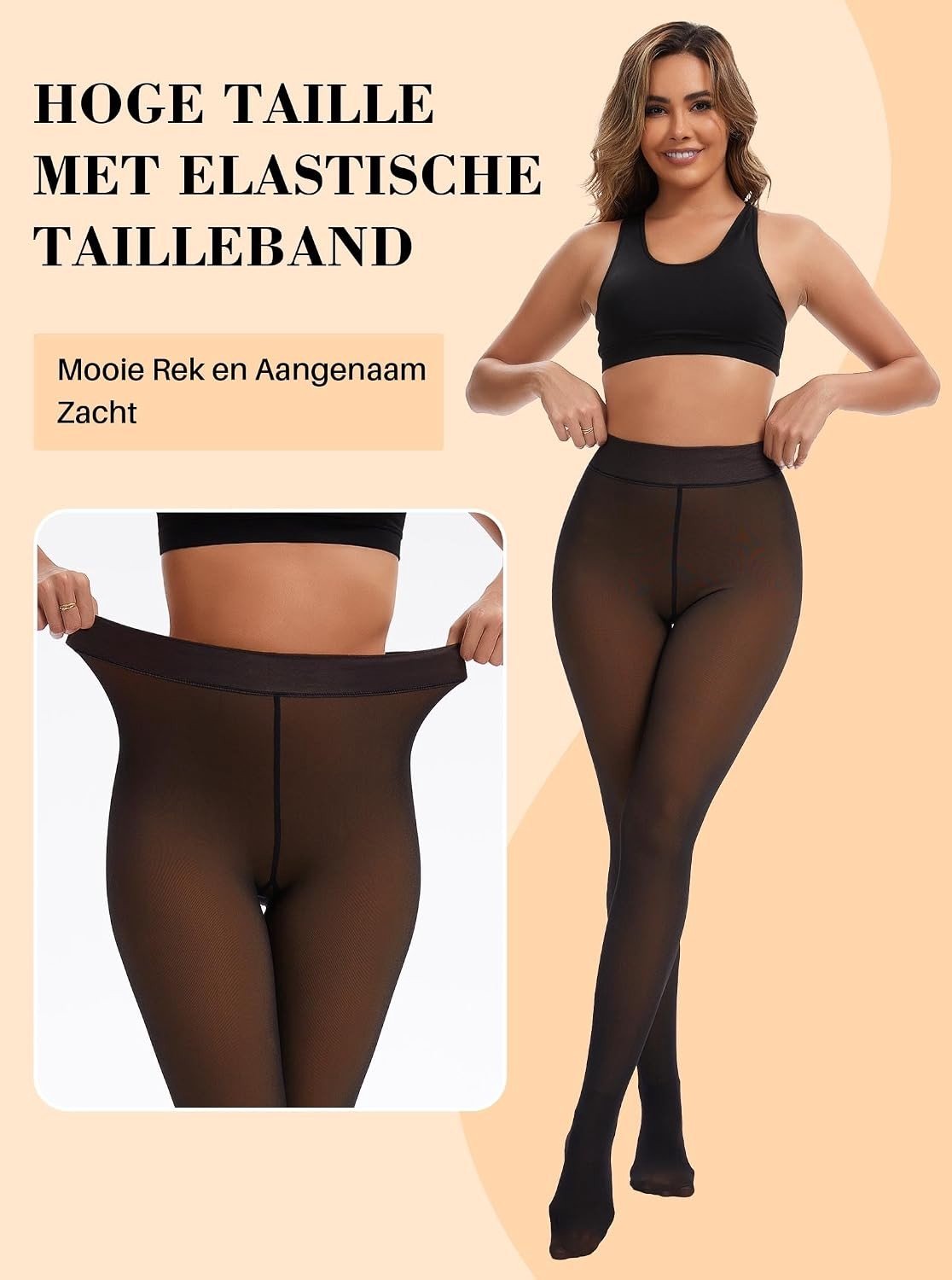 Thermische ondoorzichtige panty voor dames: fleece gevoerd, hoge taille, perfect voor winter, jurken en feestkleding, zacht en duurzaam