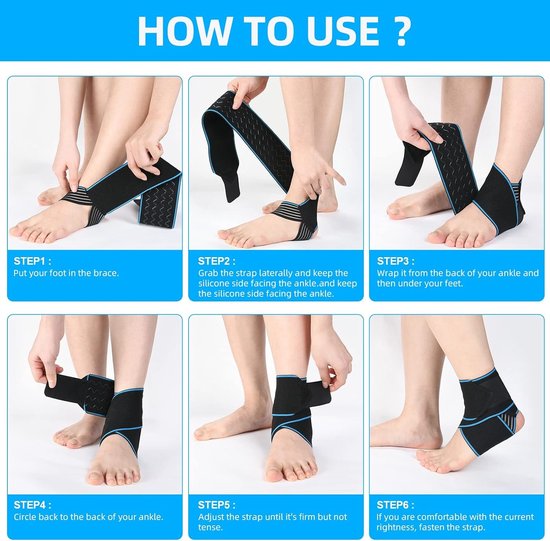 Verstelbare Compressie Enkelbandage, Elastische Ondersteuning voor Sport, Antislip Enkelsteun voor Blessurepreventie (2-pack) — afbeelding 4