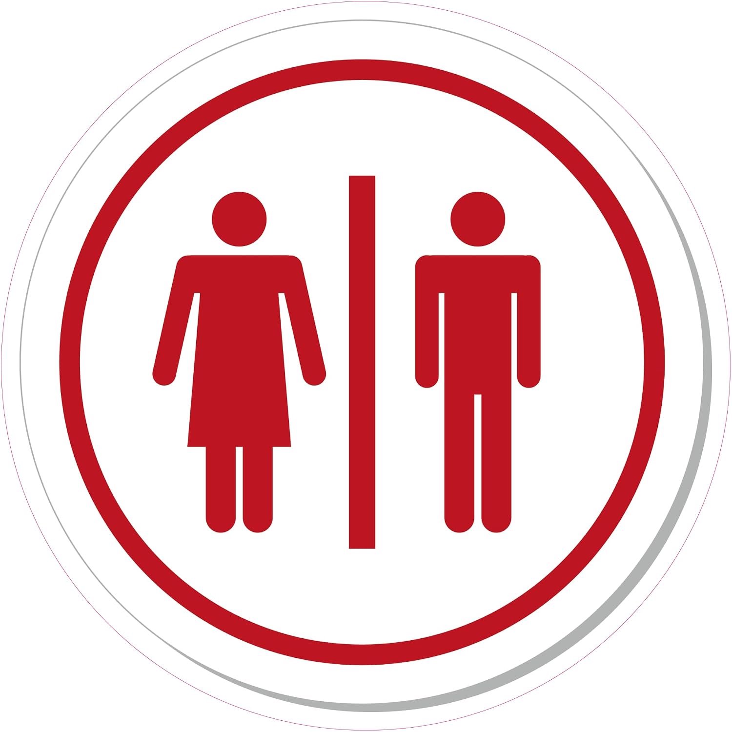 | 10 cm ø Dames en Heren Toilet ronde sticker | Pictogram | Vinyl | Rood