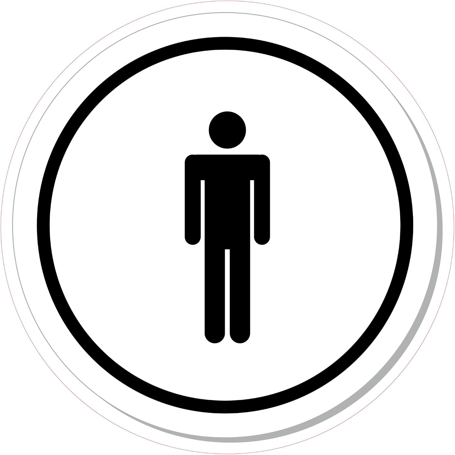 | 15 cm ø Heren Toilet ronde sticker | Pictogram | Vinyl | zwart