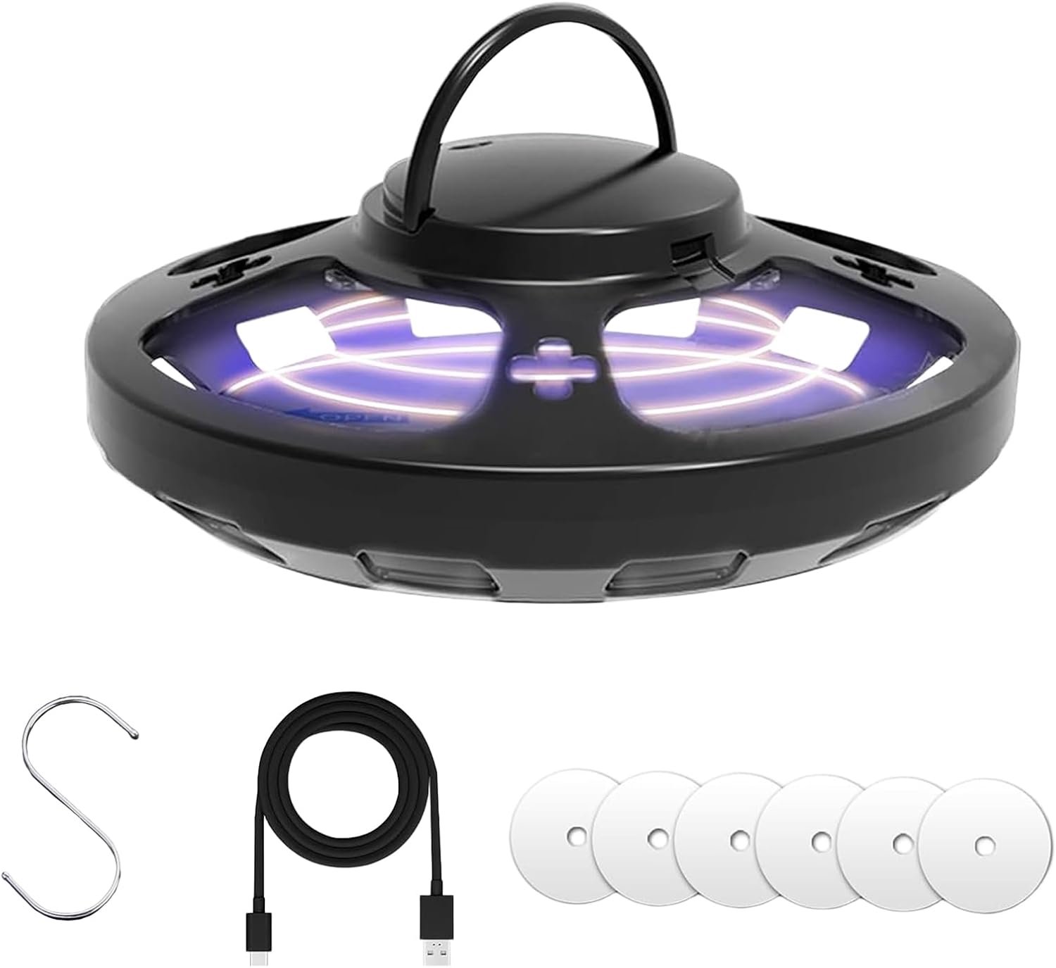 Vlooienval Voor Woning, 1 Stuk Vlooi- en Bedwantsenval, LED Licht Vlooienval, Vlooienval Lamp, Lichte kleverige Bedwantsenval, met 6 Lijmschijven, 1 Haak, 1 Netsnoer