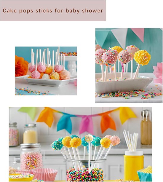 50 stuks cakepopstelen, stelen voor cakepops van papier, 10 cm cake-pop-stelen, lollipop sticks, voor snoep, bakken doe-het-zelf, taartdecoratie — afbeelding 3