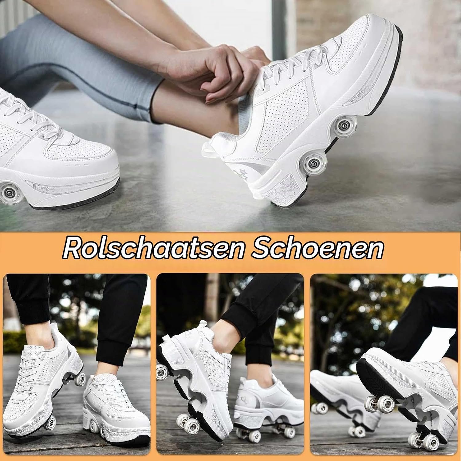 Rolschaatsen, schoenen met wieltjes, rolschaatsen, rolschaatsen, verborgen wieltjes, loopsportschoenen om te spelen, voor mannen en vrouwen