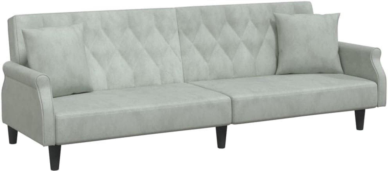 Slaapbank met armleuningen, lichtgrijs, fluweel, woonkamerbank, slaapkamer, werkkamer, kantoorbank voor woonkamer, slaapkamer, kantoor, lounge