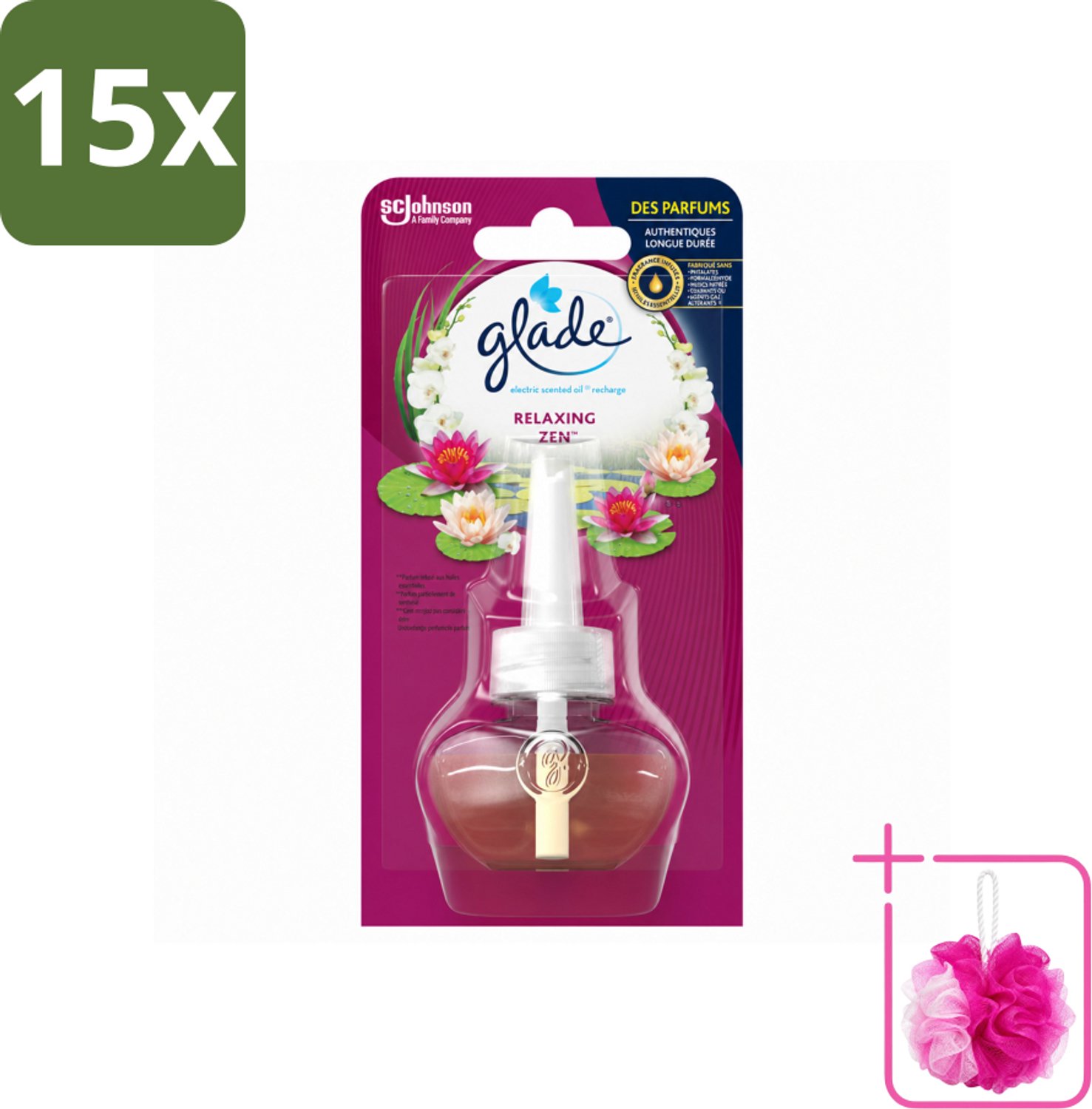 15 x Glade - Navulling Elektrische Olie - Relaxing Zen - Zonder Houder - Bulkverpakking - Ontspanning - Douchemop - Geur