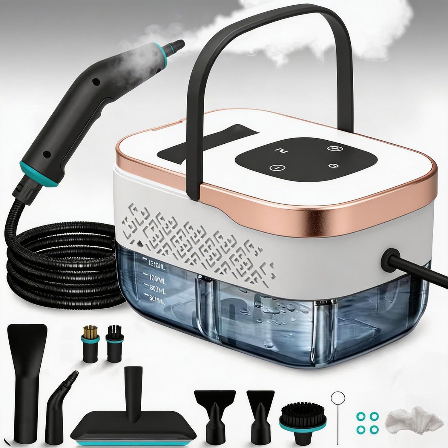 Stoomreiniger Voor Thuis, 4-Bar Stoomreiniger Voor Tapijt, Bank, Auto Steam Cleaner, 15 Seconden Opwarmtijd, 6 Versnellingen, 1500 W, 1,6 L Tank
