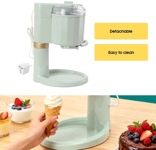 Cherrys Finds - Elektrische IJsmachine - IJsmachine - IJsmaker - Softijs Machine Voor Thuis - Huishoudelijke Automatische Ijsmachine - 20W - 220V - 1L - Groen — afbeelding 3