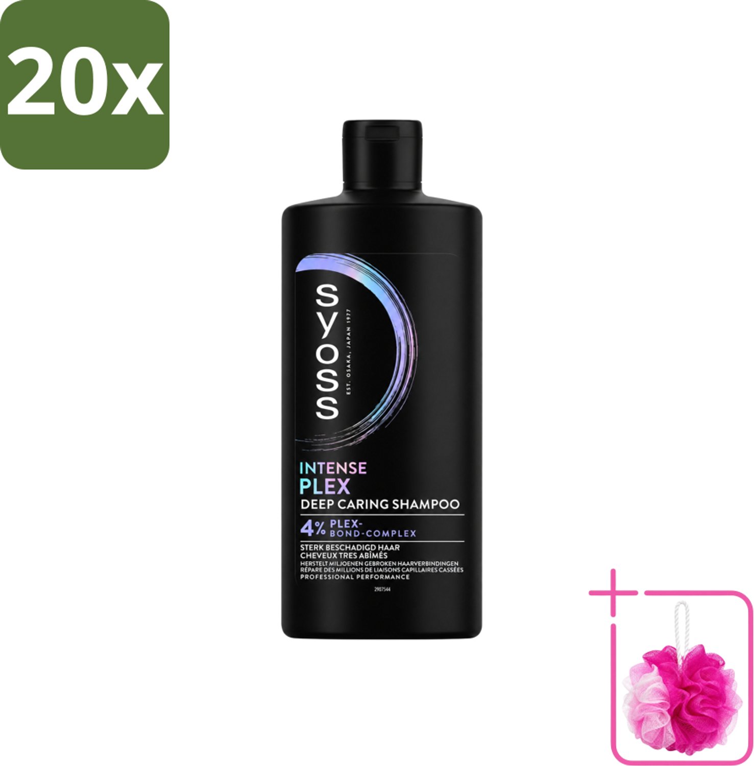 20 x SYOSS - Plex - Shampoo - Langdurige Styling - 440ml - Bulkverpakking - Beschadigd haar herstellen - Douchemop - Haar herstel shampoo