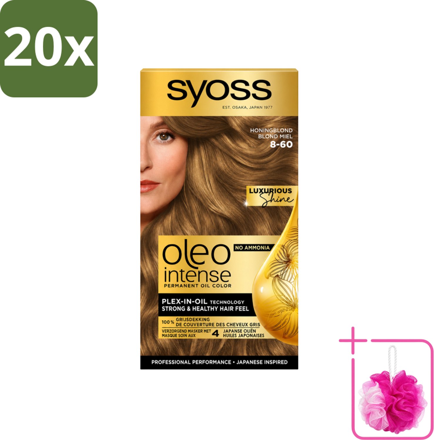 20 x SYOSS - Oleo Intense 8-60 Honing Blond - Haarverf - Zonder Ammoniak - Grijsdekking - Langdurige Kleur - Bulkverpakking - Haarkleuring - Douchemop - Haarkleur