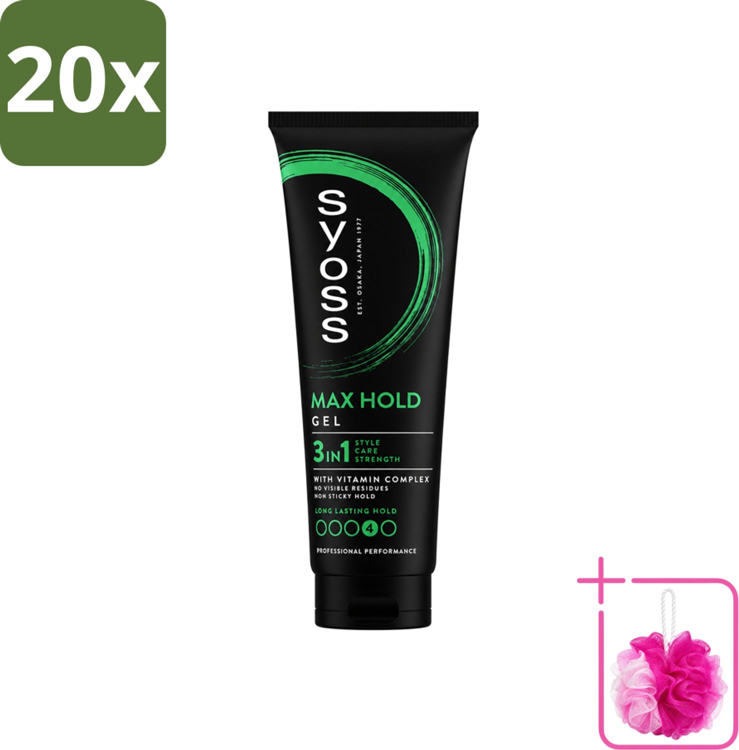 20 x Syoss - Max Hold - Haargel - Maximale Hold - 250 ml - Bulkverpakking - Haargel - Douchemop - Maximale hold
