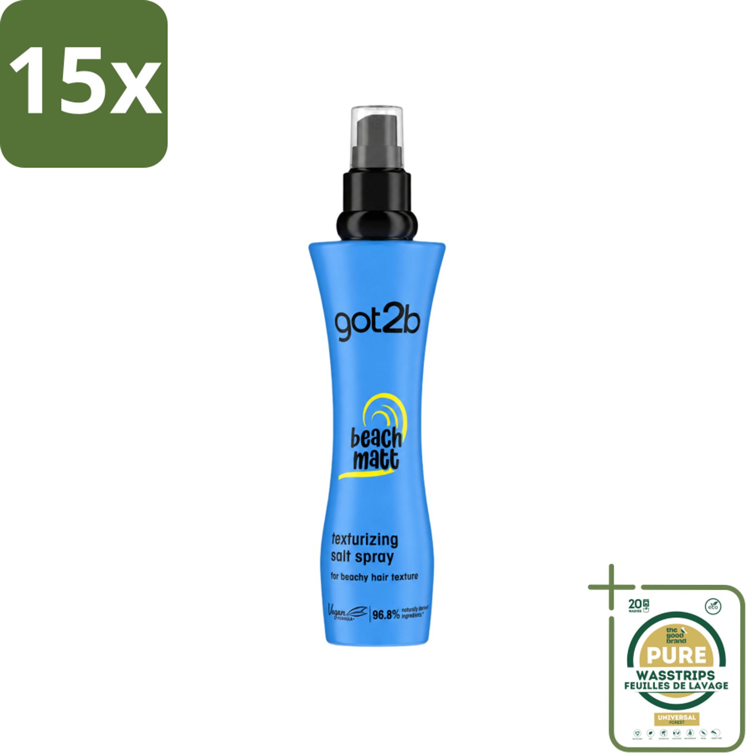 15 x Got2B - Salt Spray - Beach Babe - 200 ml - Wasstrips - Zeezout Spray - Strandlook - Textuur Haar - Volume Haar - Nonchalant Haar