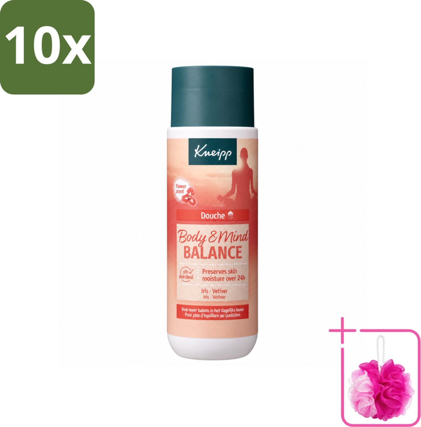 10 x Kneipp - Douchegel - Body & Mind Balance - 200 ml - Bulkverpakking - Douchegel - Douchemop - Balans