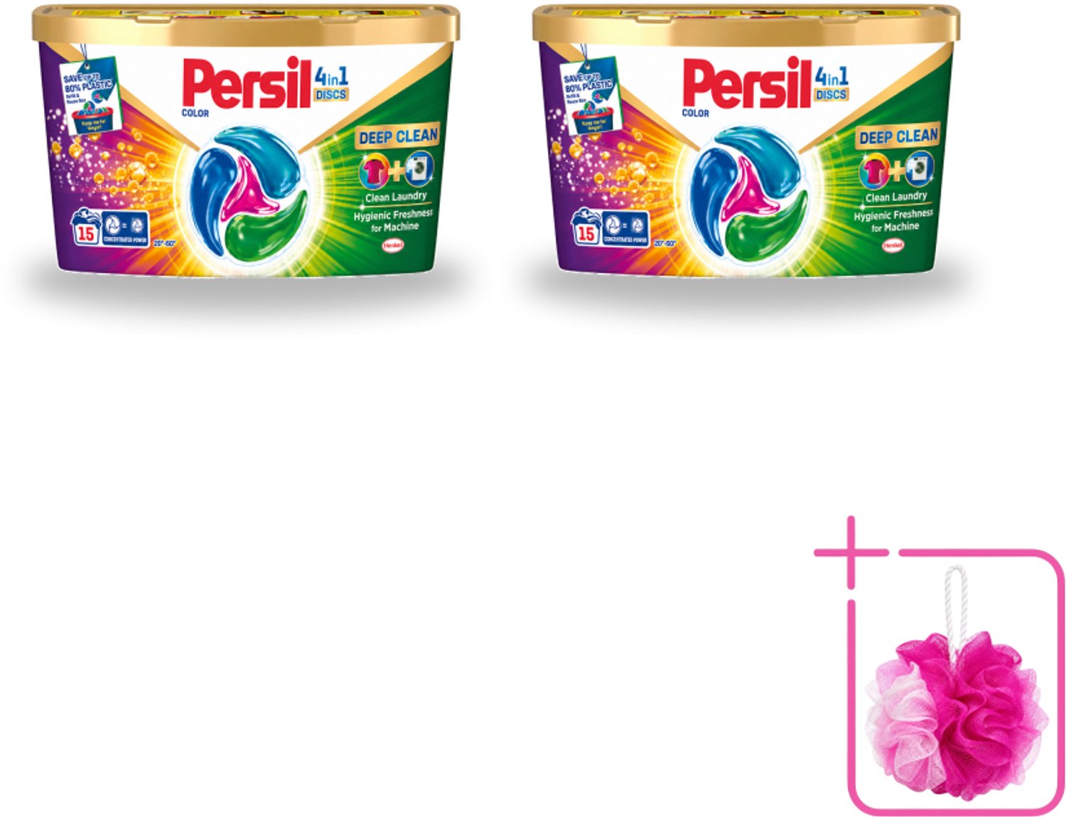 2 x Persil - Wasmiddel - Wasmiddelcapsules Discs Gekleurde Was - Voor Gekleurde Was - 15 wasbeurten - Bulkverpakking - Kleur - Douchemop - Wasmiddel