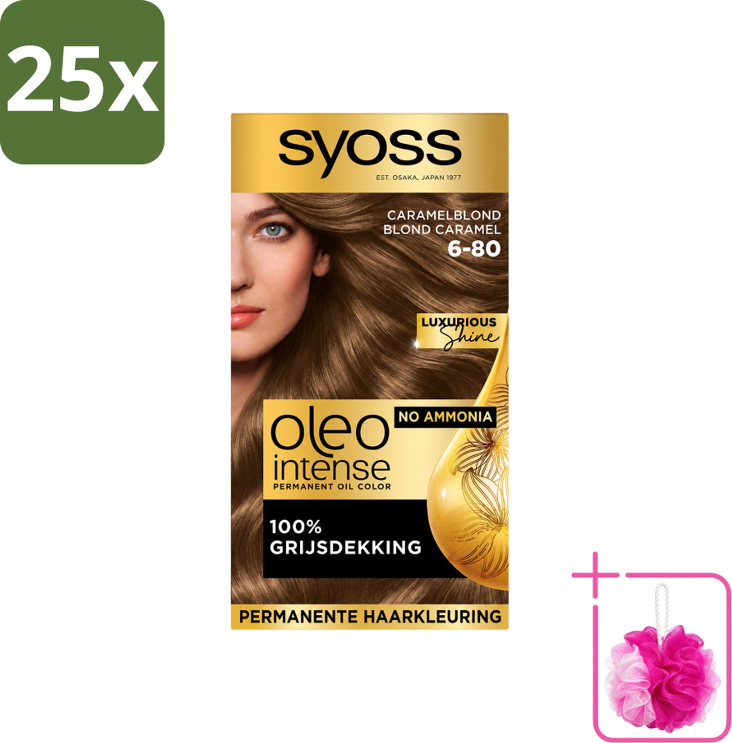 25 x SYOSS - Oleo Intense 6-80 - Haarverf - Permanente Haarkleuring - Caramelblond - Langdurige Kleur - Bulkverpakking - Haarkleur - Douchemop - Caramelblond