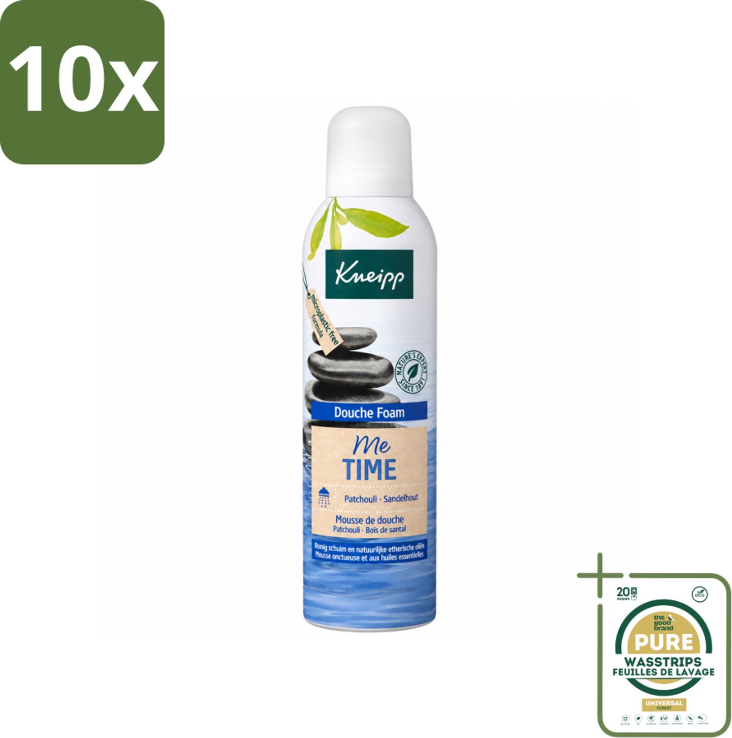 10 x Kneipp - Douche schuim - Me‑Time - Patchouli & Sandelhout - 200 ml - Wasstrips - Douche Schuim - Me-time - Patchouli En Sandelhout - Huidverzorging - Ontspanning