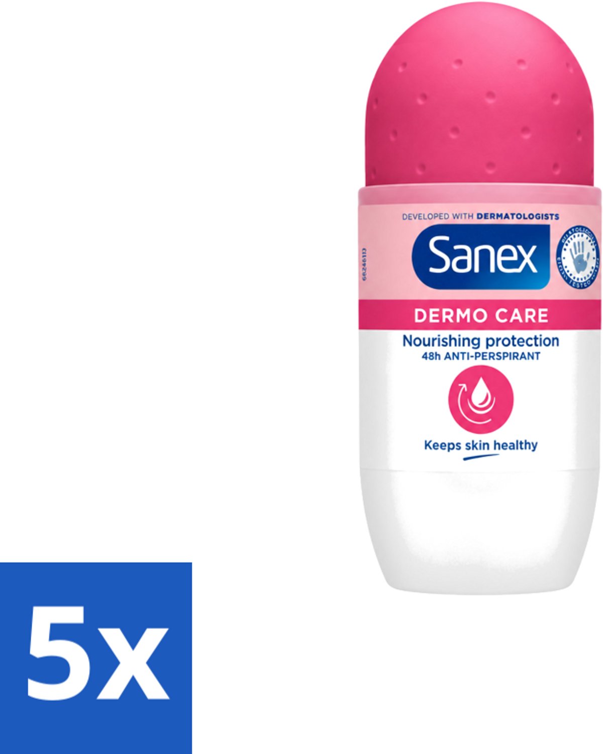 5 x Sanex – Deodorant Roller – Dermo Care 48H Antiperspirant - 50 ml - Voordeelverpakking - 5 stuks