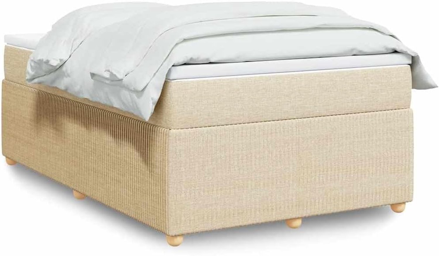 Boxspringbed met pocketveringmatras en lattenbodem, 120 x 190 cm, in crèmestof, 4-delige set voor een goede nachtrust en ergonomische ondersteuning met ademend vermogen