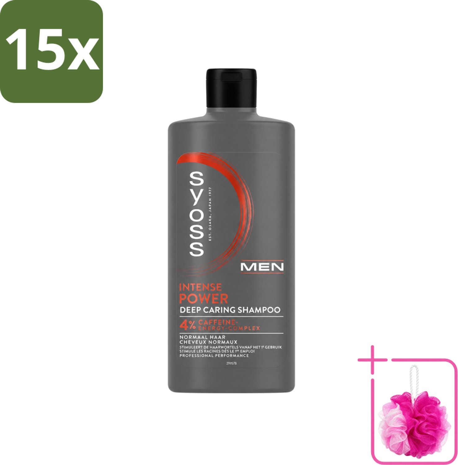 15 x SYOSS - Men Power - Shampoo - Langdurige Styling - 440ml - Bulkverpakking - Mannelijk haarverzorging - Douchemop - Krachtig haar