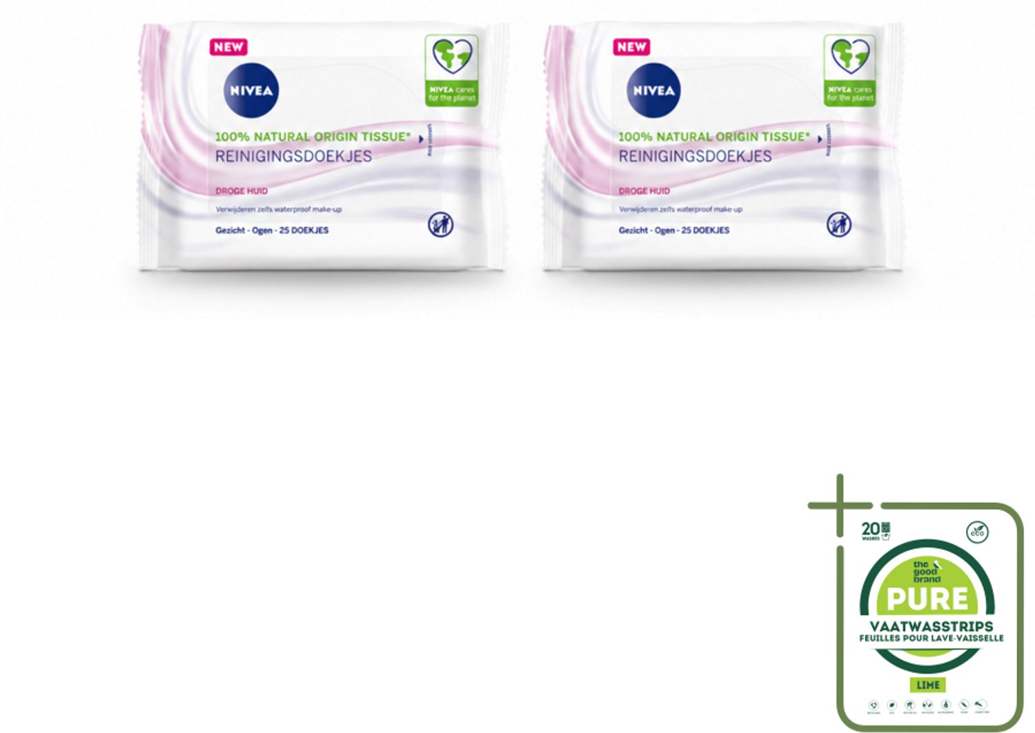 2 x NIVEA - Reinigingsdoekjes - Verzachtend - Droge Huid - Verwijdert Waterbestendige Make-up - 25 Doekjes - Grootverpakking - Vaatwasstrips - Reinigingsdoekjes - Gezicht Reinigen - Make-up Verwijderen - Droge Huid - Gevoelige Huid