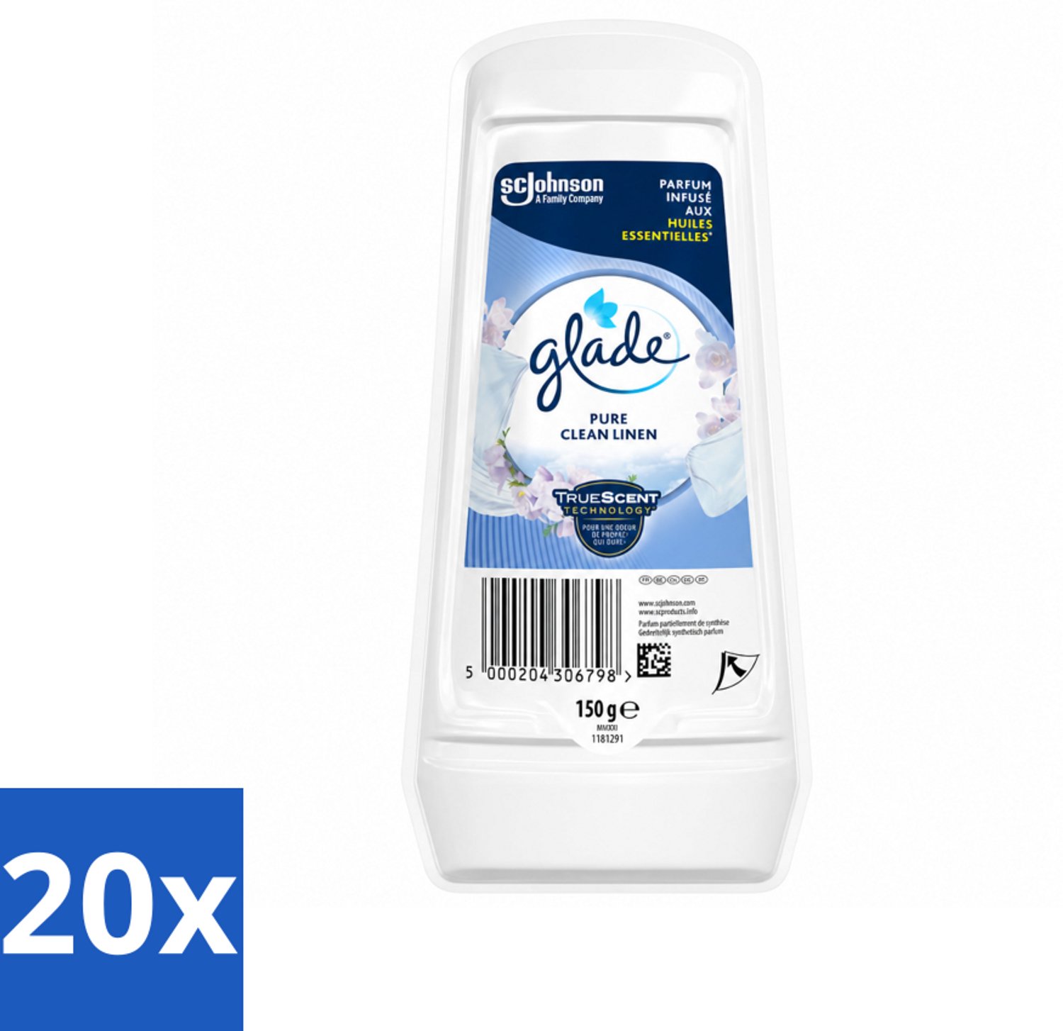 20 x Glade - Gel - Pure Clean Linen - 150 g - Voordeelverpakking - 20 stuks