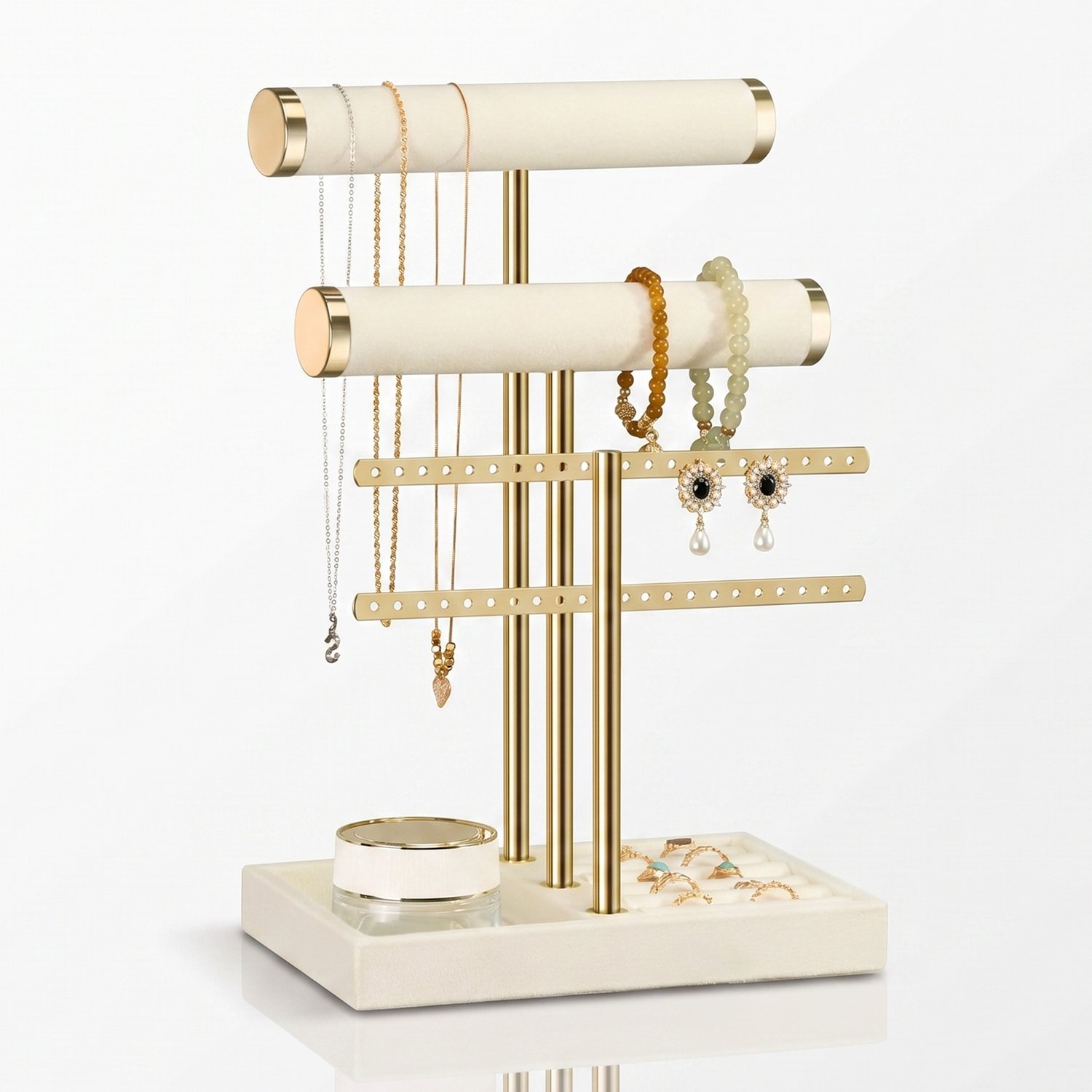 Nolad - Sieradenrekje - Sieradenhouder - Sieraden organizer - Oorbellenrekje - Juwelenhouder - 21 x 13 x 31 CM - 4 Niveaus - Goud